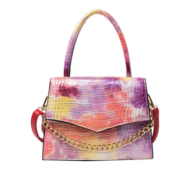 Women Casual Gradient Tie Dye Chain Decoration Square Crossbody Bag