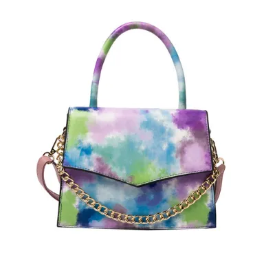Women Casual Gradient Tie Dye Chain Decoration Square Crossbody Bag