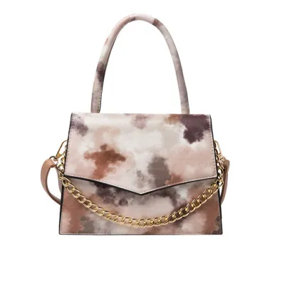 Women Casual Gradient Tie Dye Chain Decoration Square Crossbody Bag