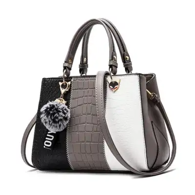 Women Fashion Color Blocking Letter Decoration Shoulder Bag