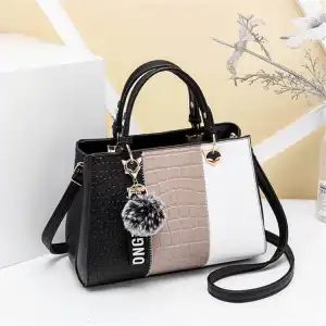 Women Fashion Color Blocking Letter Decoration Shoulder Bag