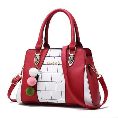 Women Fashion Color Blocking Letter Decoration Shoulder Bags Handbags