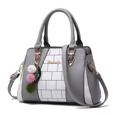 Women Fashion Color Blocking Letter Decoration Shoulder Bags Handbags