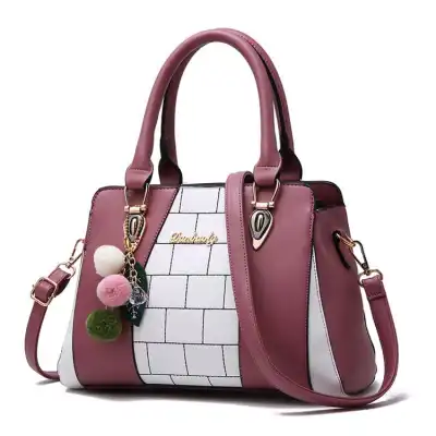 Women Fashion Color Blocking Letter Decoration Shoulder Bags Handbags