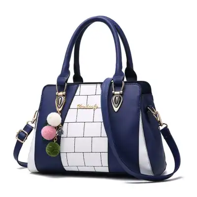 Women Fashion Color Blocking Letter Decoration Shoulder Bags Handbags