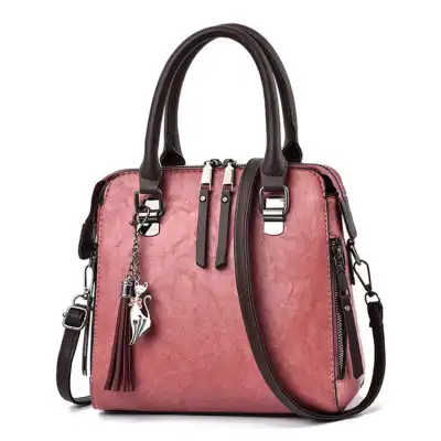 Women's Fashion Solid Color Tassel Decoration Shoulder Bag Soft Vertical Square Handbag