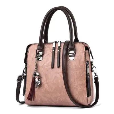 Women's Fashion Solid Color Tassel Decoration Shoulder Bag Soft Vertical Square Handbag
