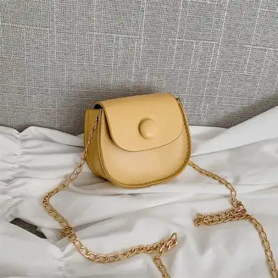 Women's Solid Round Mini Chain Crossbody Bag