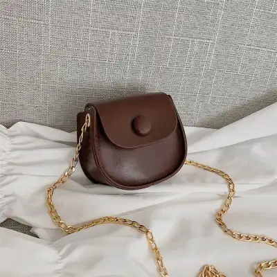 Women's Solid Round Mini Chain Crossbody Bag
