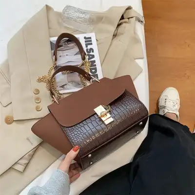 Women Retro Wing Design Suede PU Flap Tote Bag