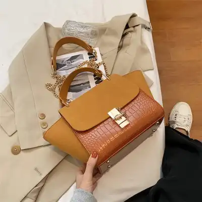 Women Retro Wing Design Suede PU Flap Tote Bag