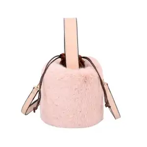 Women Simple Solid Color Plush Bucket Bag