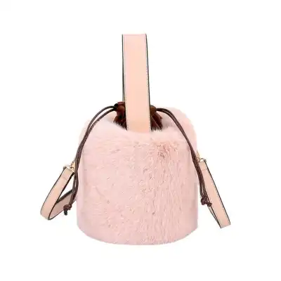 Women Simple Solid Color Plush Bucket Bag