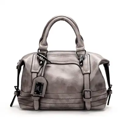 Bolso de mano tipo Boston de gran capacidad, color sólido y suave para mujer