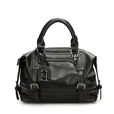 Bolso de mano tipo Boston de gran capacidad, color sólido y suave para mujer