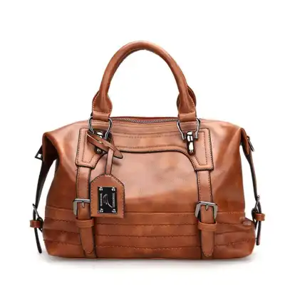Bolso de mano tipo Boston de gran capacidad, color sólido y suave para mujer