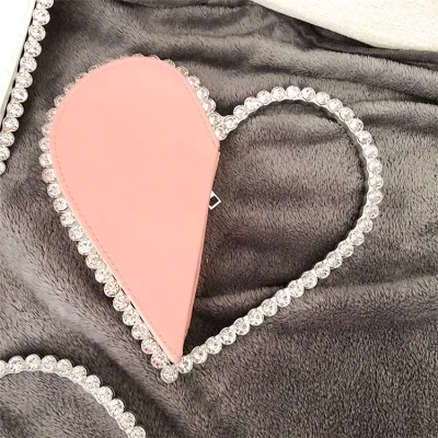 Women Fashion Rhinestone Decorative Heart Handle Evening Bag