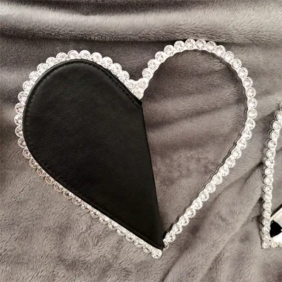 Women Fashion Rhinestone Decorative Heart Handle Evening Bag