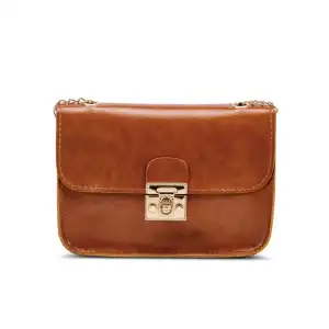 Women Simple Solid Color Metal Lock Clasp Chain Square Crossbody Bag