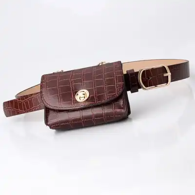 Women Fashion Animal Pattern Detachable Waist Bag Faux Leather Sling Chest Pack