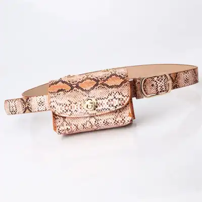 Women Fashion Animal Pattern Detachable Waist Bag Faux Leather Sling Chest Pack