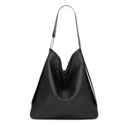 Women Simple Solid Color Large Capacity Soft Tote Shoulder Bag
