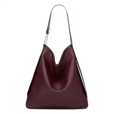 Women Simple Solid Color Large Capacity Soft Tote Shoulder Bag