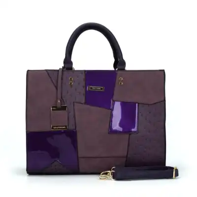Women Fashion Color Blocking Large Capacity Tote Handle Bag