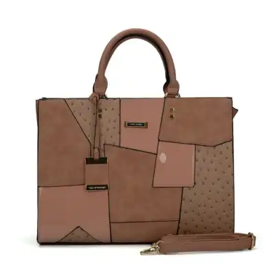 Women Fashion Color Blocking Large Capacity Tote Handle Bag