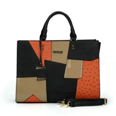 Women Fashion Color Blocking Large Capacity Tote Handle Bag
