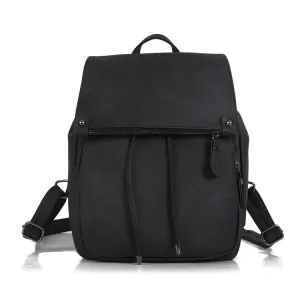 Women Vintage Solid Color Casual Backpack with Zipper Closure Medium Size PU