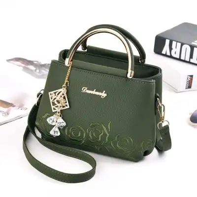 Women Fashion Floral Embroidery Metal Letter Zipper Tote Bag