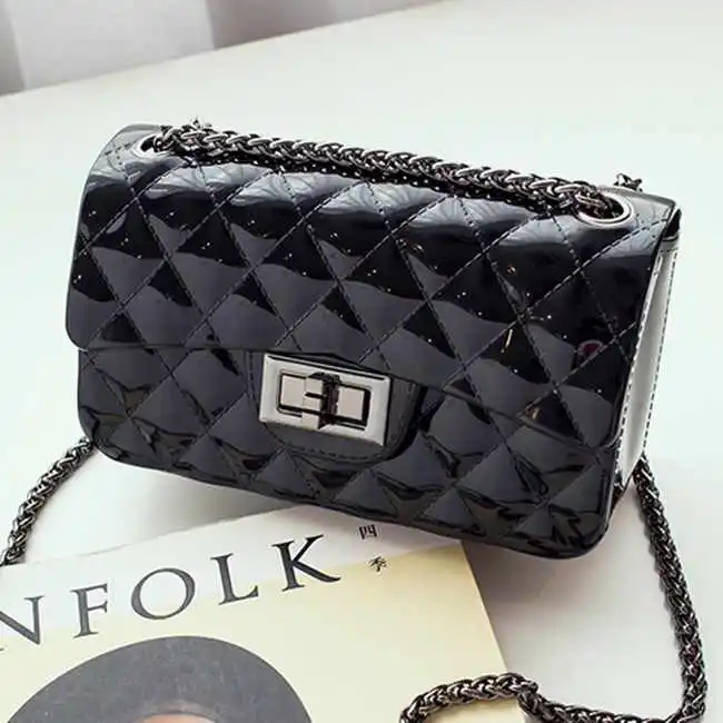 Women Fashion Jelly Color Metal Chain Crossbody Bag