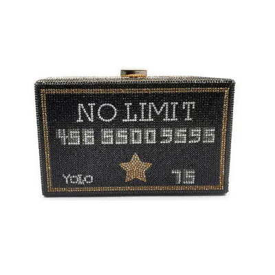 Women Fashion Rhinestone Letter Pattern Party Evening Bag with Satin Lining