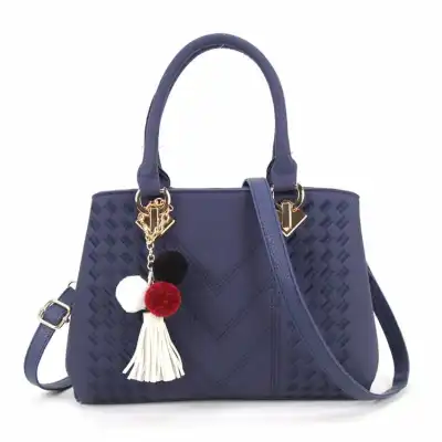 Women Fashion Embroidery Pompon And Tassel Decorative PU Shoulder Bag