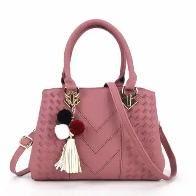Women Fashion Embroidery Pompon And Tassel Decorative PU Shoulder Bag