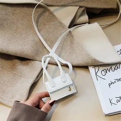 Women Fashion Solid Color Metal Letter Decorative Mini Crossbody Bag
