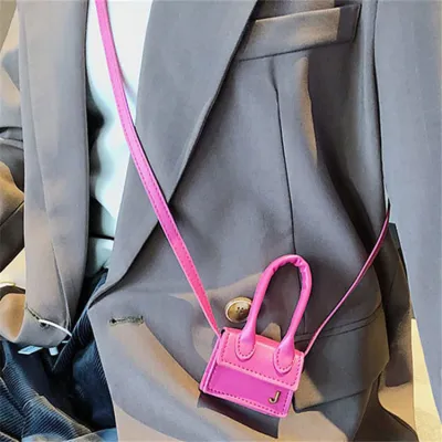 Women Fashion Solid Color Metal Letter Decorative Mini Crossbody Bag