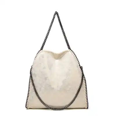 Women Fashion Color Blocking Large Capacity Chain Shoulder Bag PU Solid