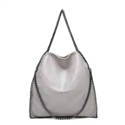 Women Fashion Color Blocking Large Capacity Chain Shoulder Bag PU Solid