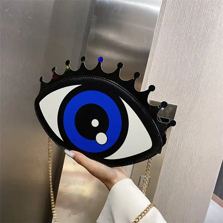 Women Fashion Color Blocking Eye Crossbody PU Messenger Bag