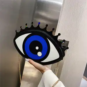 Women Fashion Color Blocking Eye Crossbody PU Messenger Bag