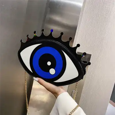 Women Fashion Color Blocking Eye Crossbody PU Messenger Bag