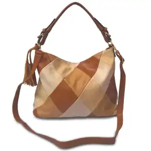 Women Ethnic Color Blocking Patchwork Large Capacity PU Shoulder Bag