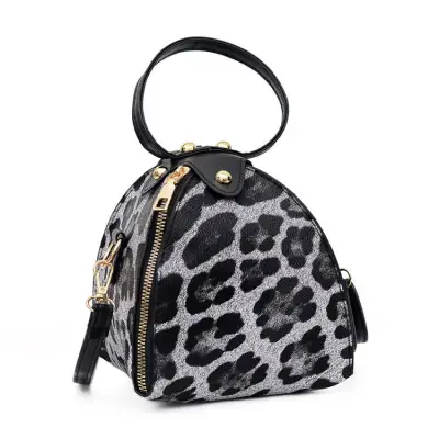 Women Fashion Color Blocking Leopard Printed Triangle Shape Crossbody Bag