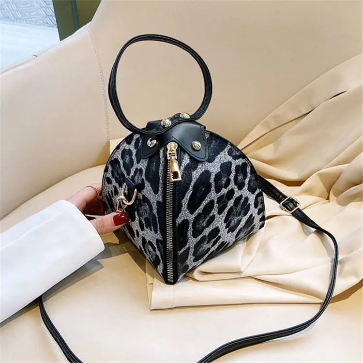 Women Fashion Color Blocking Leopard Printed Triangle Shape Crossbody Bag