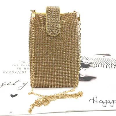 Women Rhinestone Decorative Square Evening Crossbody Bag