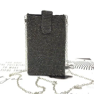 Women Rhinestone Decorative Square Evening Crossbody Bag