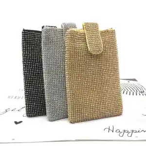 Women Rhinestone Decorative Square Evening Crossbody Bag