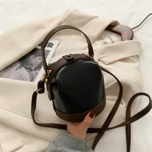 Women Fashion Color Blocking Bucket Crossbody Bag
